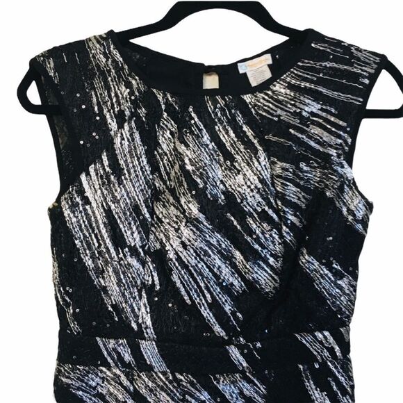 Silver Metallic Sequin LBD Cocktail Dress Sz M NWT - Picture 2 of 12